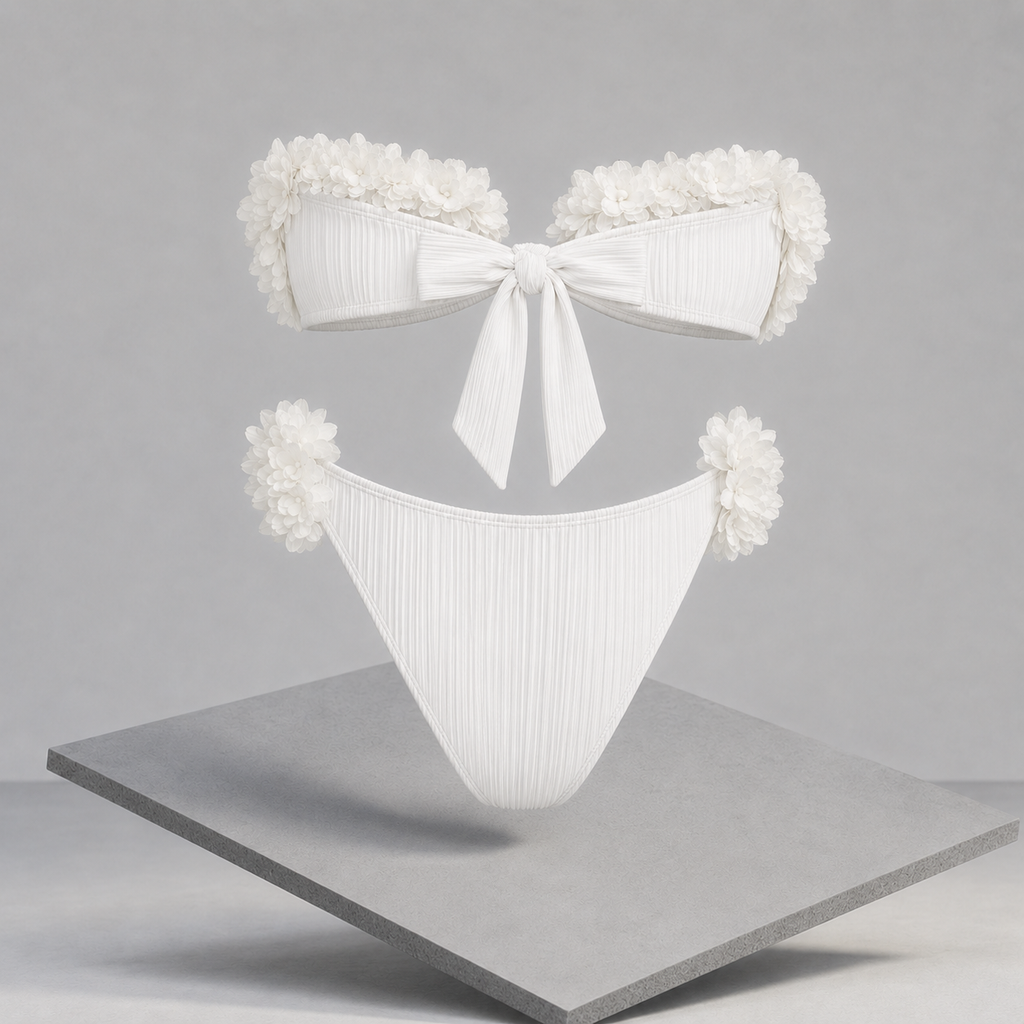 Appliqué Tie-Back Two-Piece Bikini Set