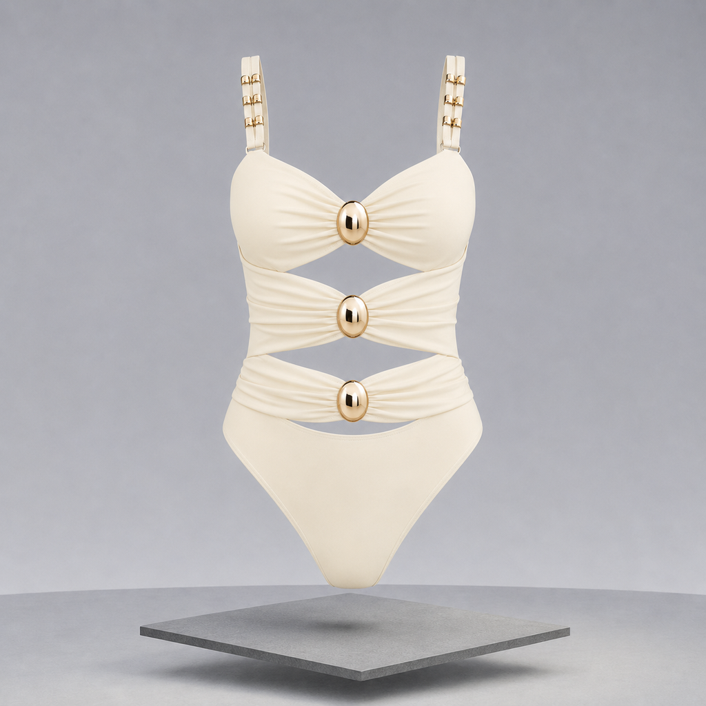 Cutout Ruched Sweetheart Neck One-Piece Swimwear