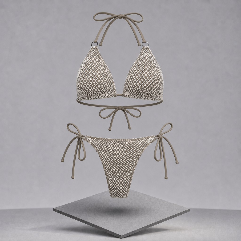 Halter Neck Tie Back Bikini Set