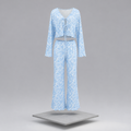 Tie-Front Long-Sleeve Top and Pants Lounge Set