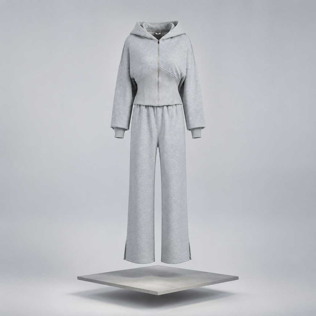 Zip Up Hoodie & Wide Leg Pants Set