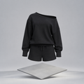 Fleece Boat Neck Sweatshirt & Shorts Set