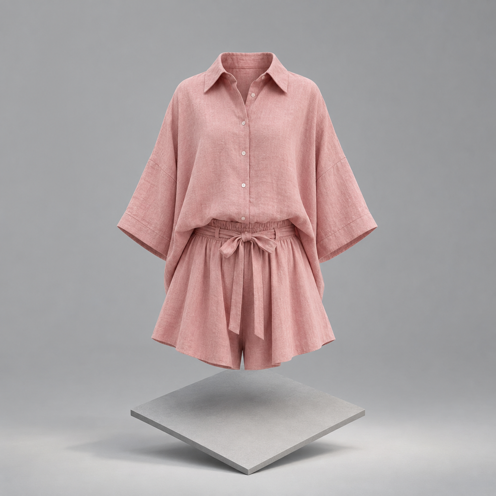 Tied Button Up Collared Neck Romper