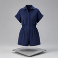 Collar Short Sleeve Romper