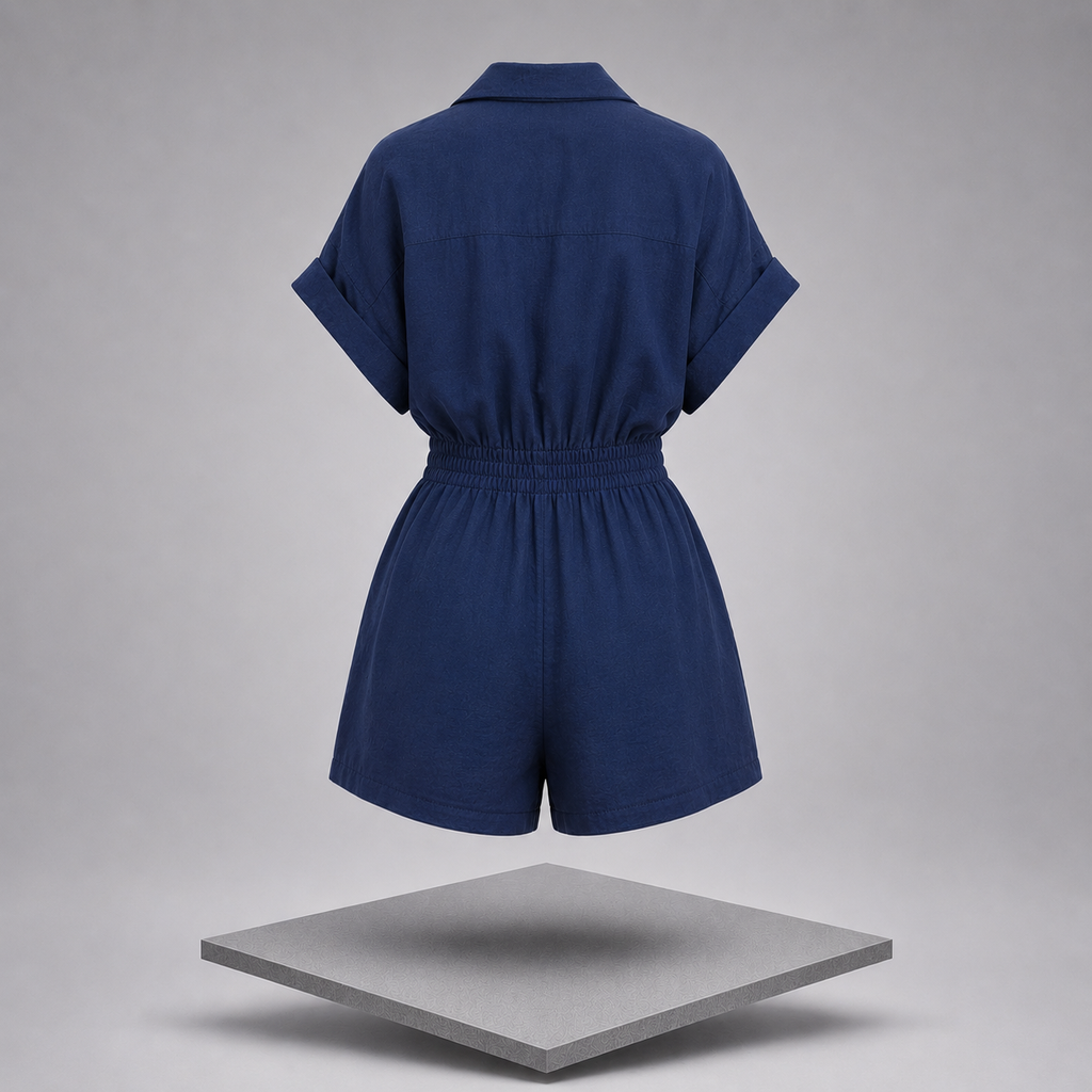 Collar Short Sleeve Romper