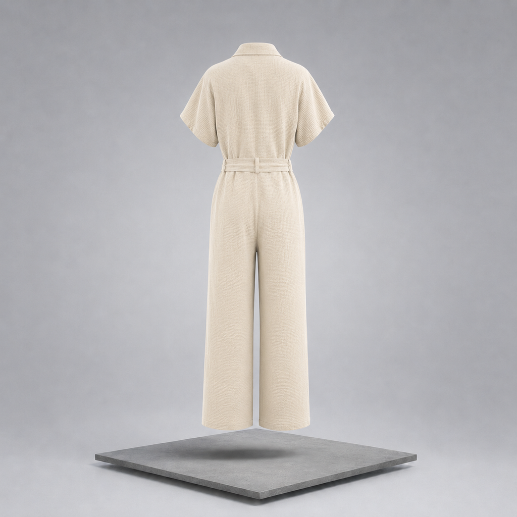 Chest Pocket Short Sleeve Wide Leg Jumpsuit