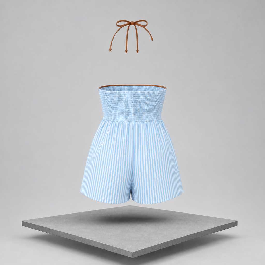 Striped Halter Neck Romper