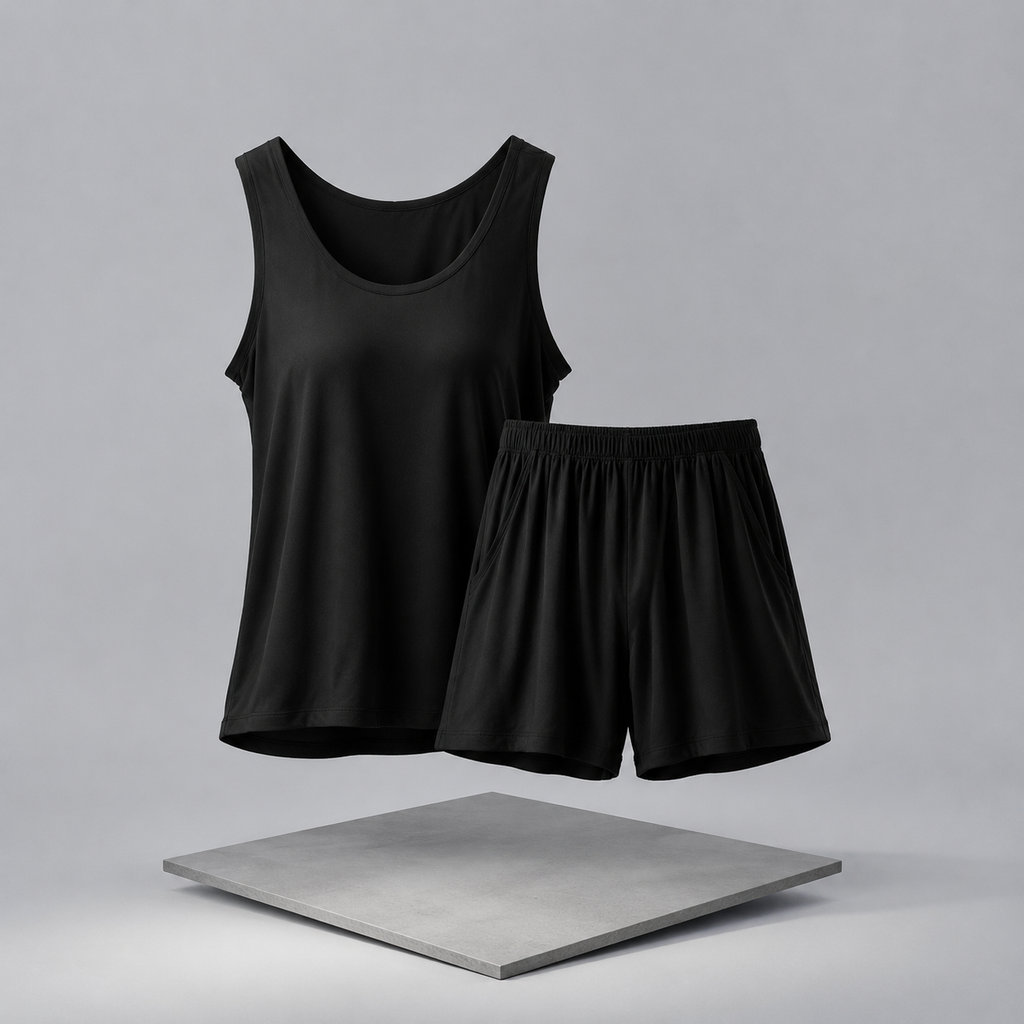 Padded Sleeveless Tank Top & Shorts Set