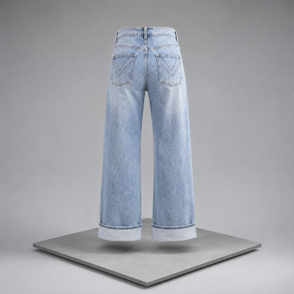 Wide Leg Wash Jeans
