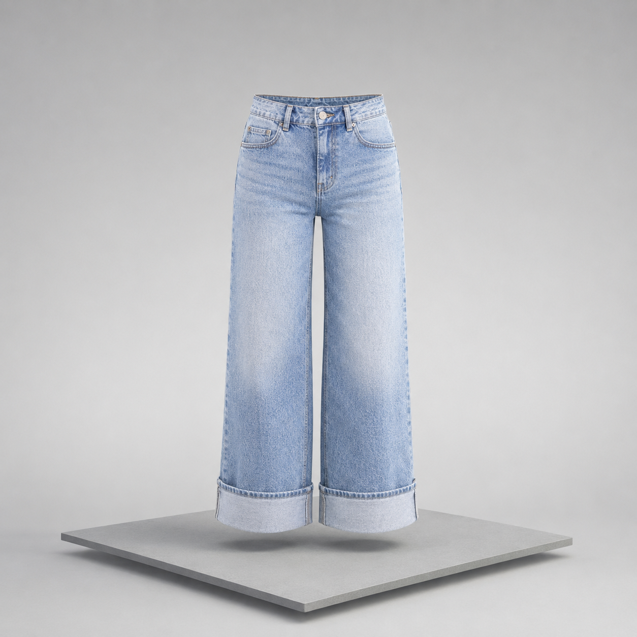 Wide-Leg Washed Jeans