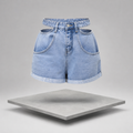 High Waist Cutout Denim Shorts