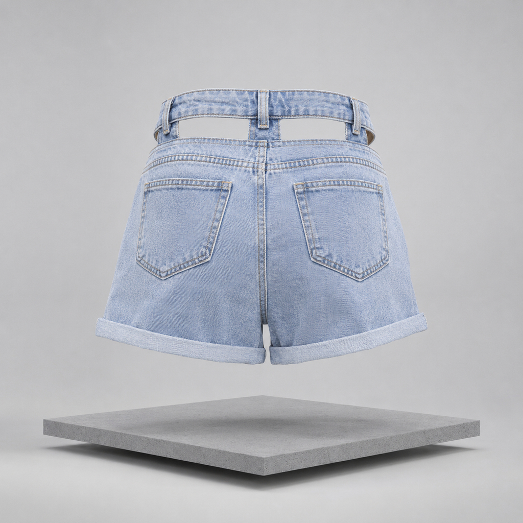 High Waist Cutout Denim Shorts
