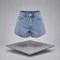High-Waisted Washed Denim Shorts