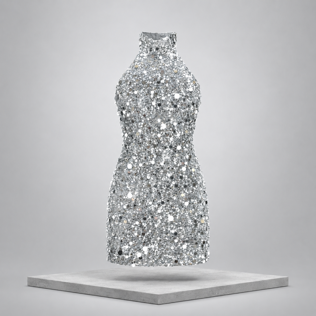 Divine Sequin Halter Neck Mini Dress