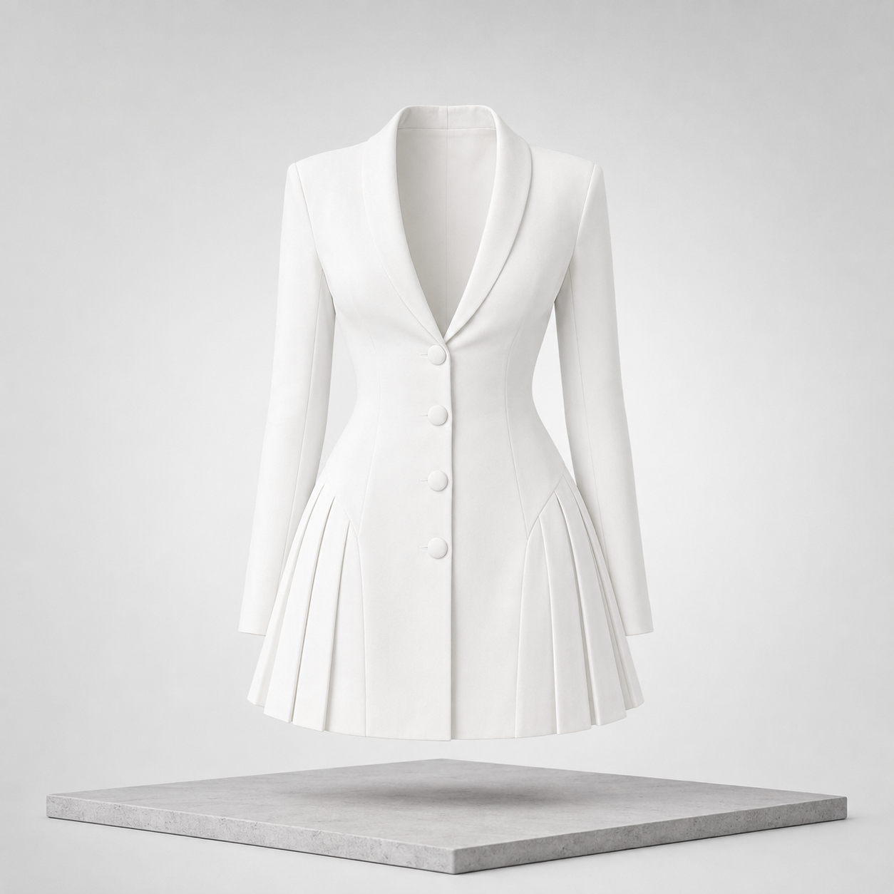 Button Down Blazer Pleated Mini Dress