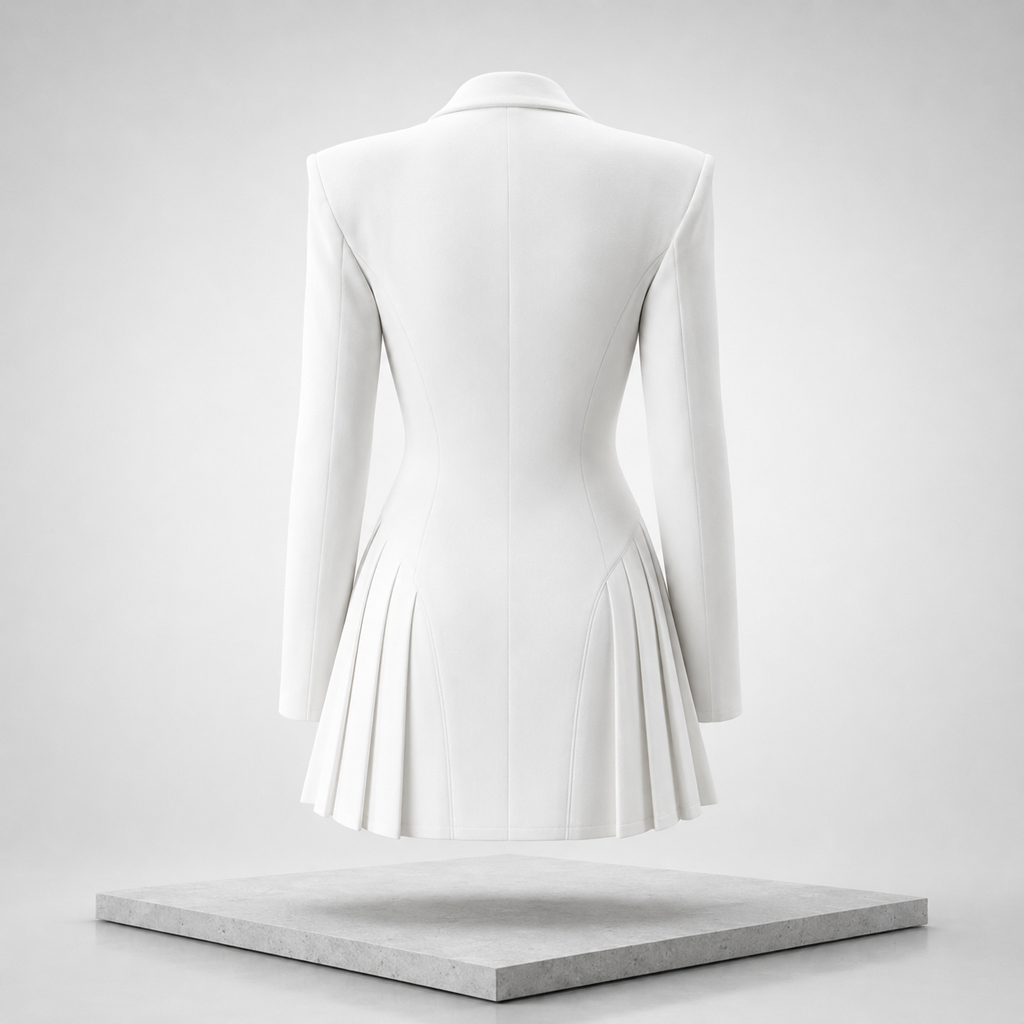 Button Down Blazer Pleated Mini Dress