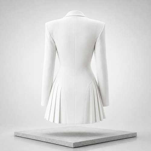 Button-Down Blazer Pleated Mini Dress