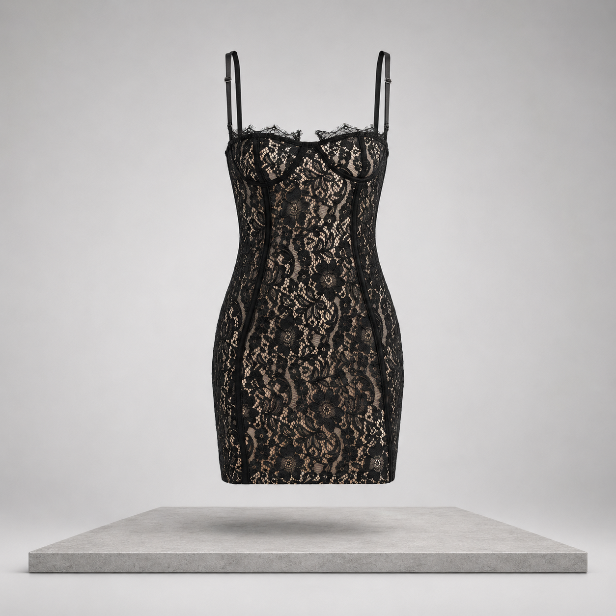 Lace Spaghetti Strap Mini Dress
