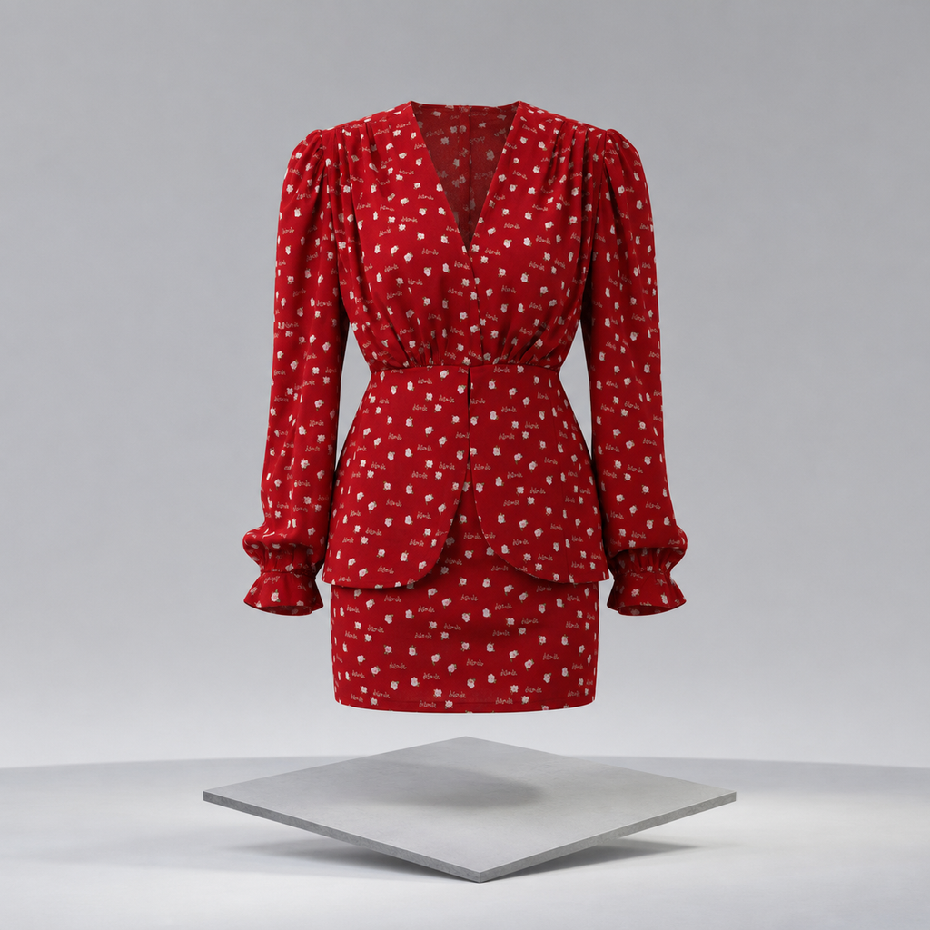 Polka Dot Long Sleeve Layered Dress