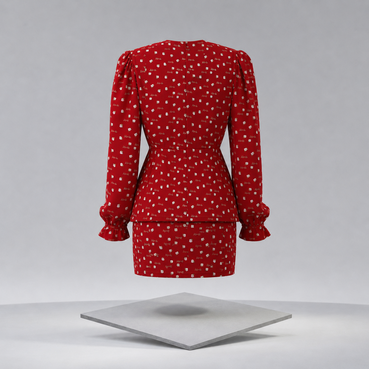 Polka Dot Long-Sleeved Tiered Dress
