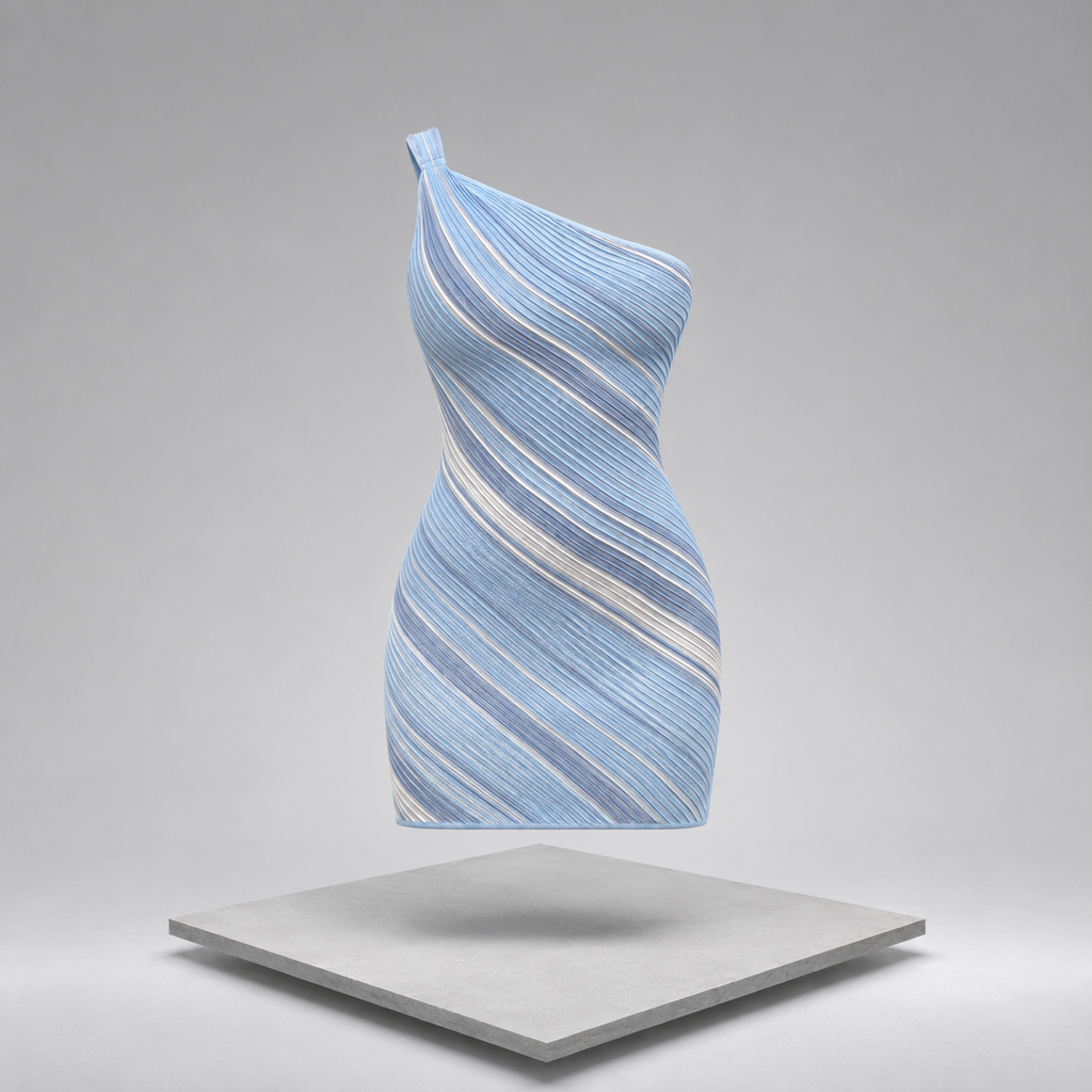 One-Shoulder Striped Mini Dress
