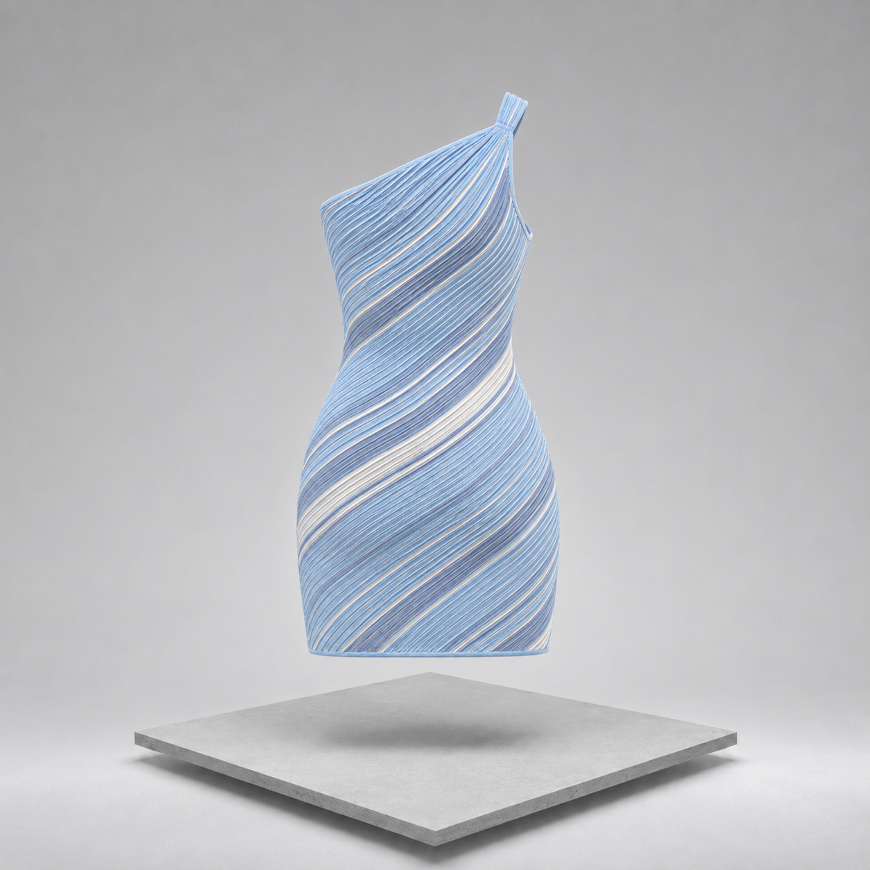 One-Shoulder Striped Mini Dress