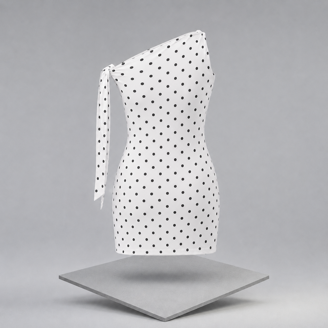 Polka Dot Sleeveless Mini Dress with Bow Accents