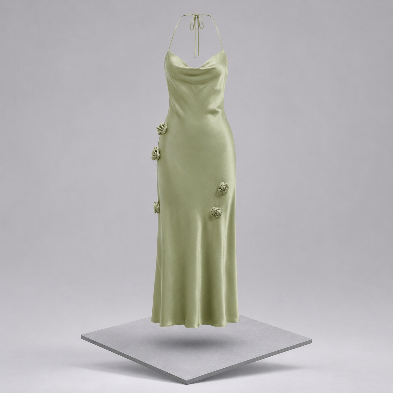 Halter Neck Slit Back Maxi Dress