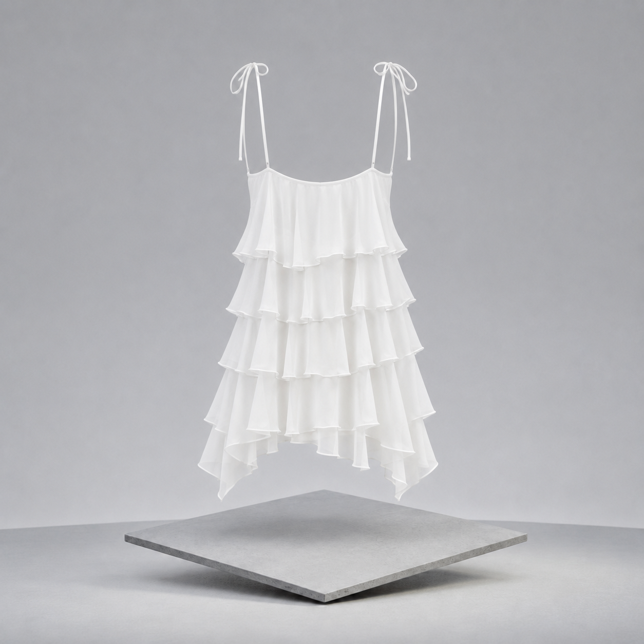Ruffled Layered Tie Shoulder Dress