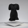 Ruffled Hem Ruched Puff Sleeve Mini Dress