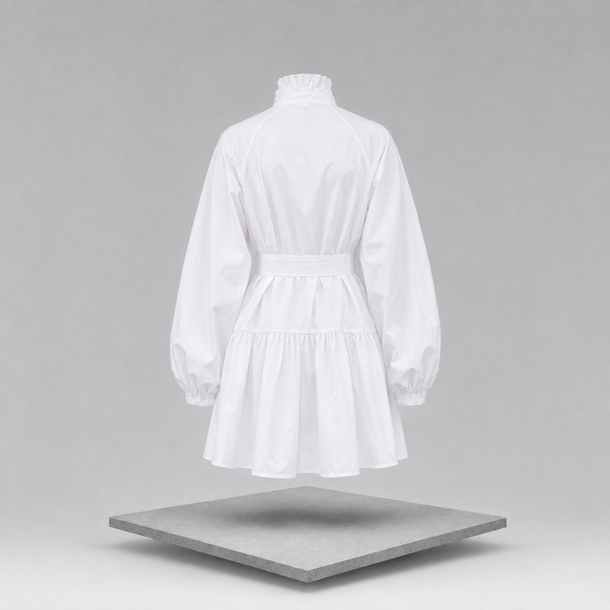 Button-Up Balloon Sleeve Mini Dress