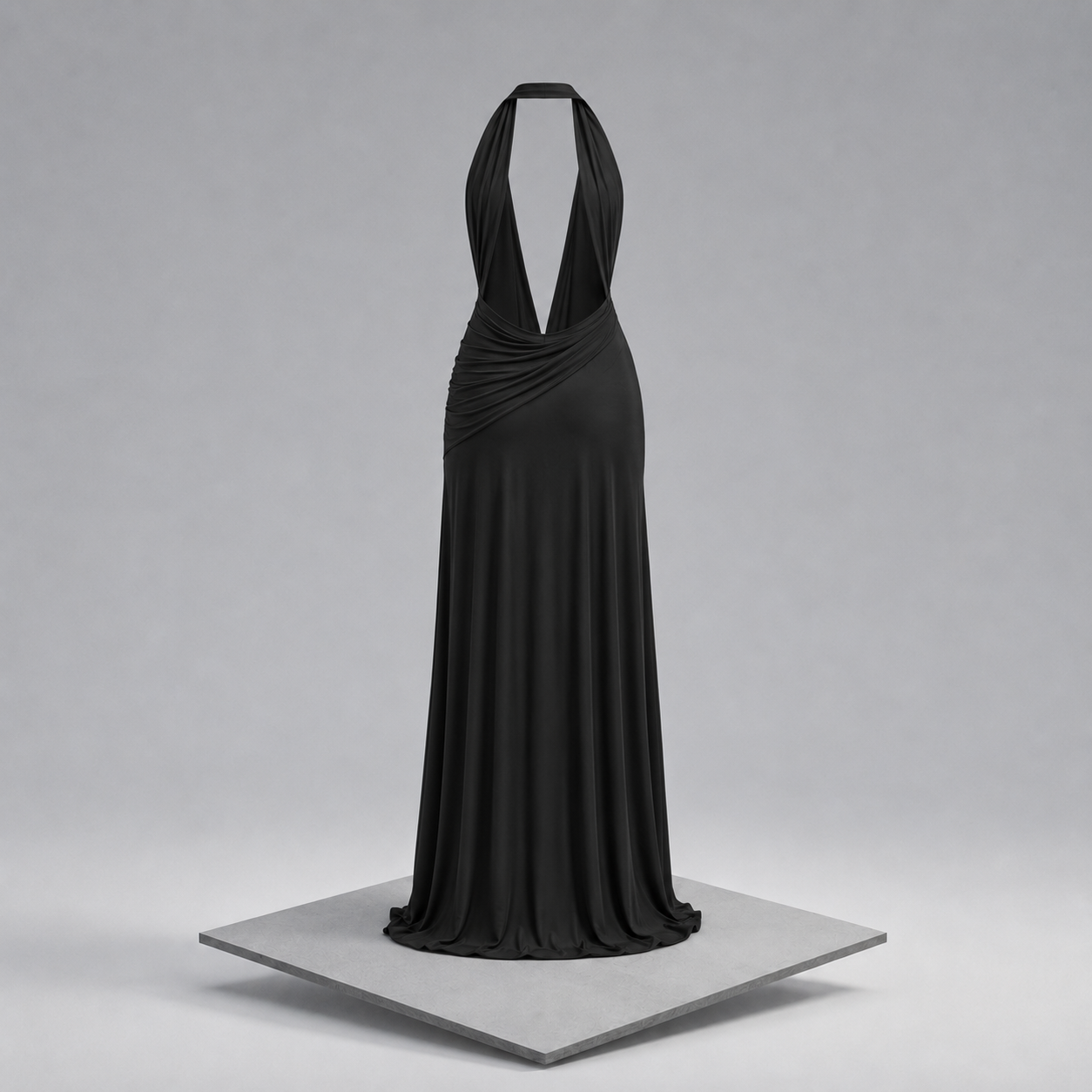 Split Backless Halter Neck Maxi Dress