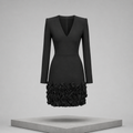 V-Neck Dress with Rose Embellishment