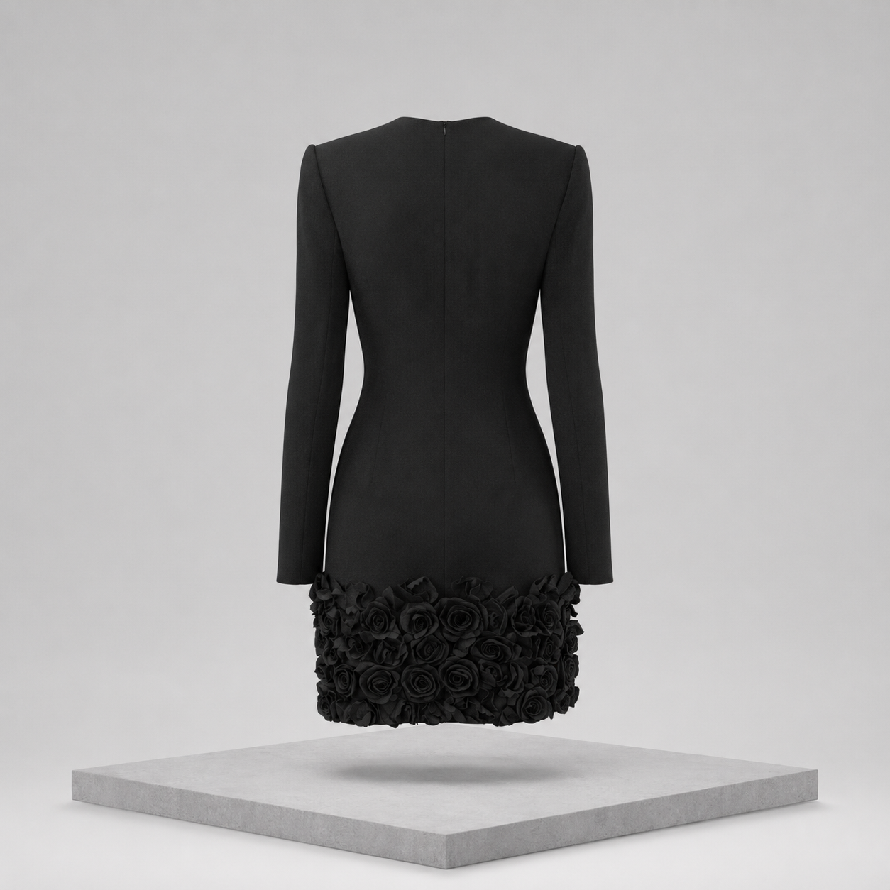 V-Neck Dress with Rose Embellishment