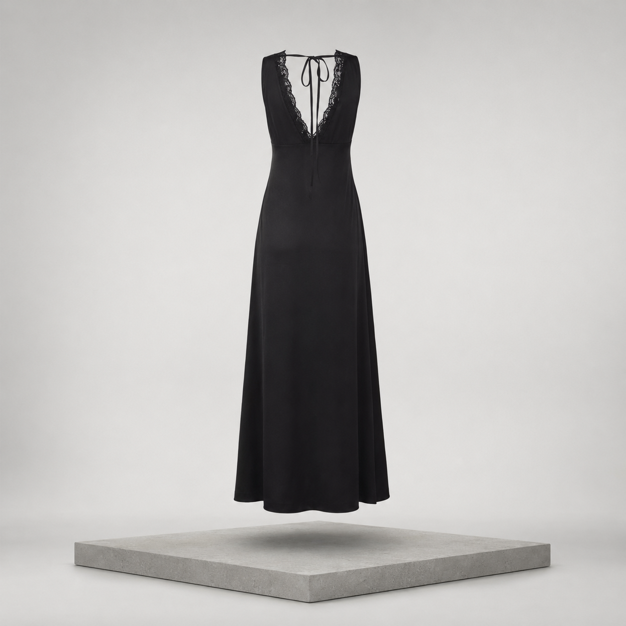 Lace Trim V-Neck Sleeveless Maxi Dress