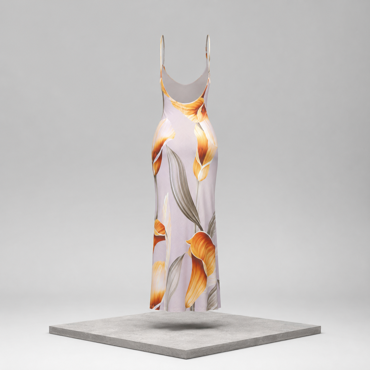 Floral Print Cowl Neck Backless Maxi Dress