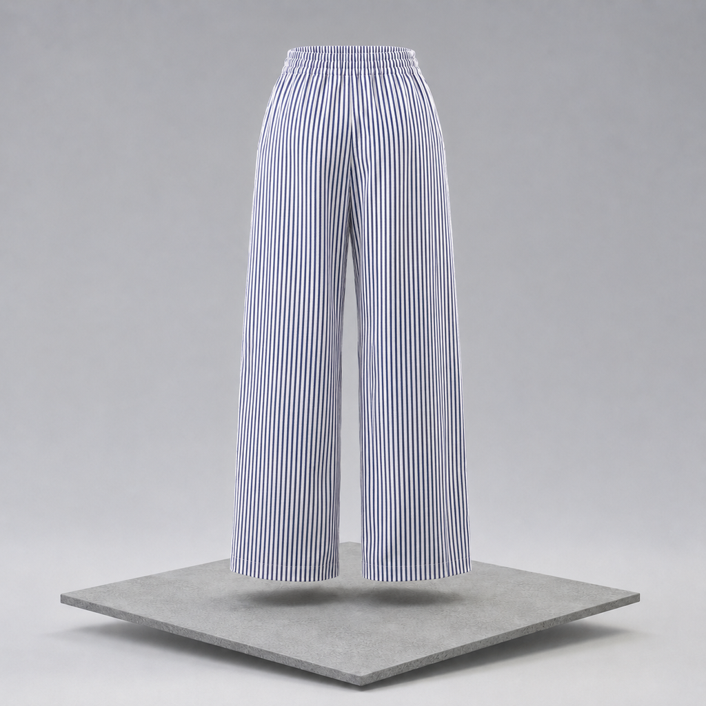 Striped High-Waisted Wide-Leg Trousers
