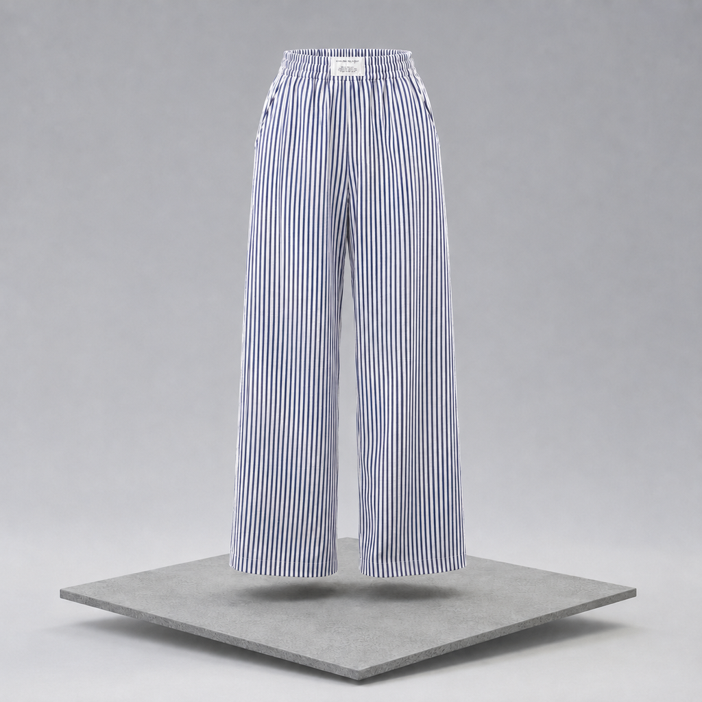 Striped High-Waisted Wide-Leg Trousers