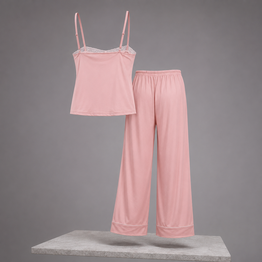 Lace Trim Cami & Pants Lounge Set