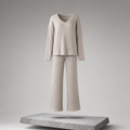 Ribbed V-Neck Top & Pants Lounge Set