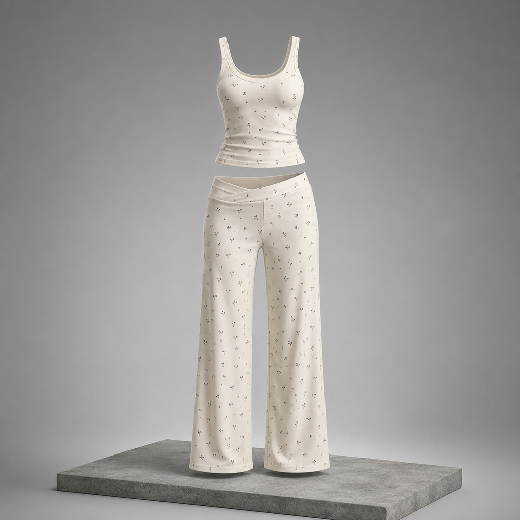 Floral Print Tank & Wide Leg Pants Lounge Set