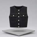 Button-Up Sleeveless Denim Vest