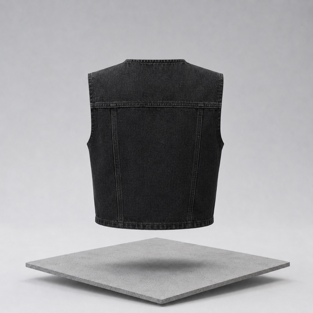 Button-Up Sleeveless Denim Vest
