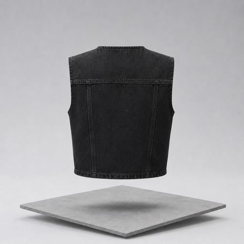 Button-Up Sleeveless Denim Vest