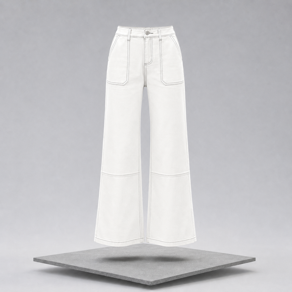 Wide Leg Contrast Stitching Jeans