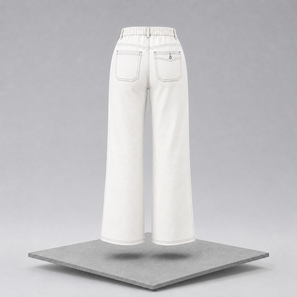Wide Leg Contrast Stitching Jeans