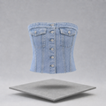 Button-Front Strapless Denim Top