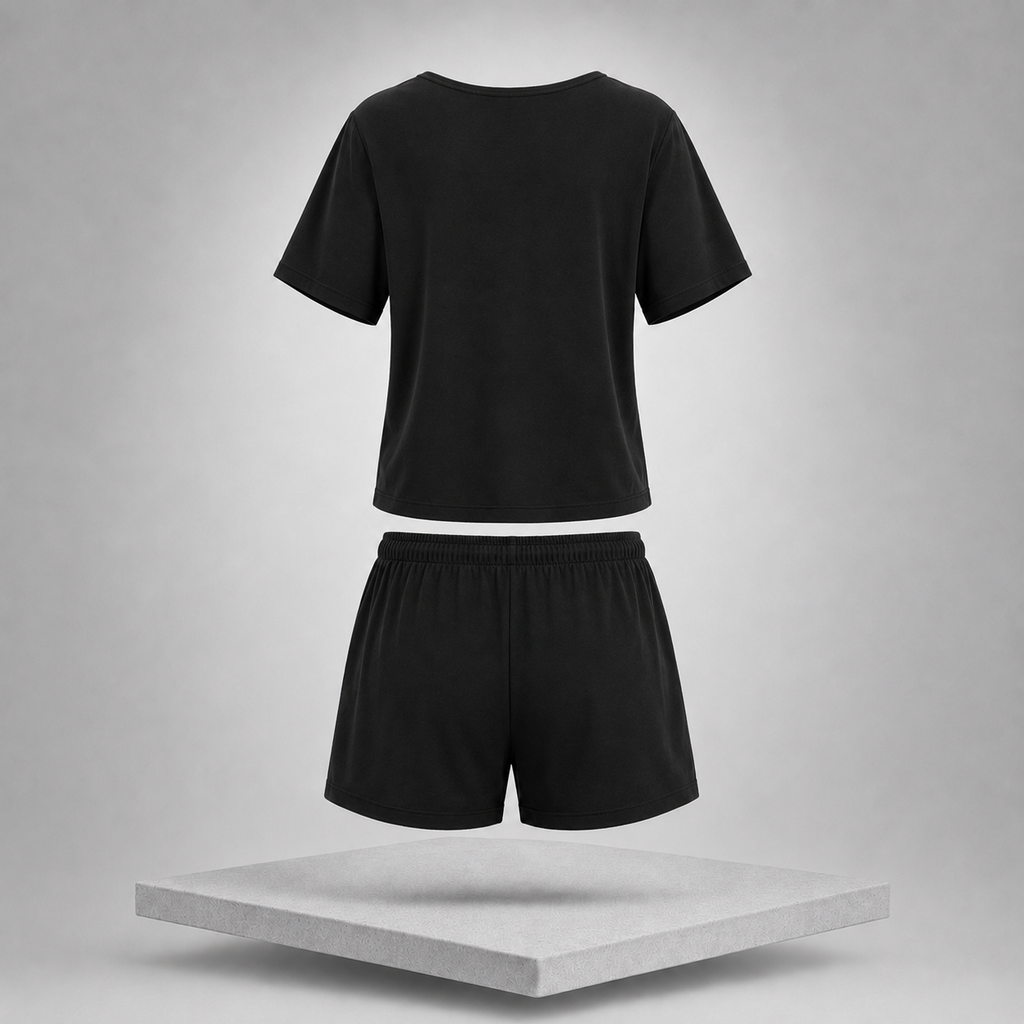 V-Neck Short Sleeve Top & Pocketed Shorts Lounge Set