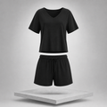 V-Neck Short Sleeve Top & Pocketed Shorts Lounge Set