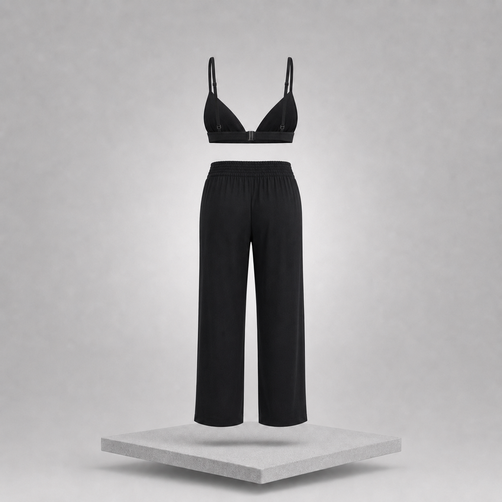 Short Sleeve Shirt, Bralette & Pants Lounge Set